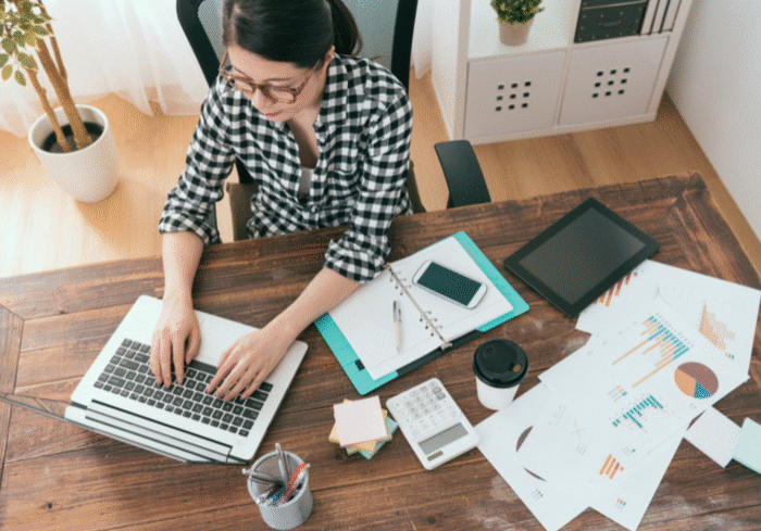 Remote worker using laptop
